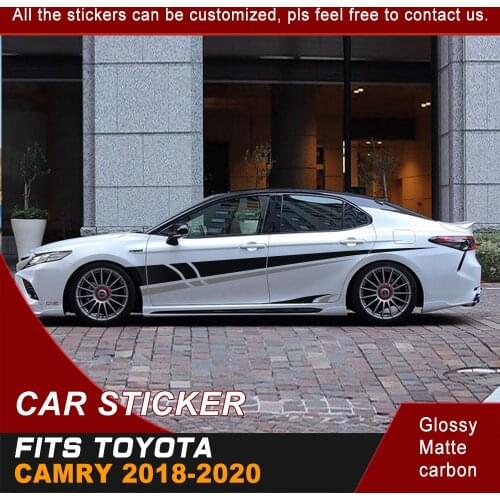 Car Decals Side Body Stripe Racing Sport Graphics Vinyl Car Decoration Strickers Custom Fit For TOYOTA CAMRY 2018 2019 2020