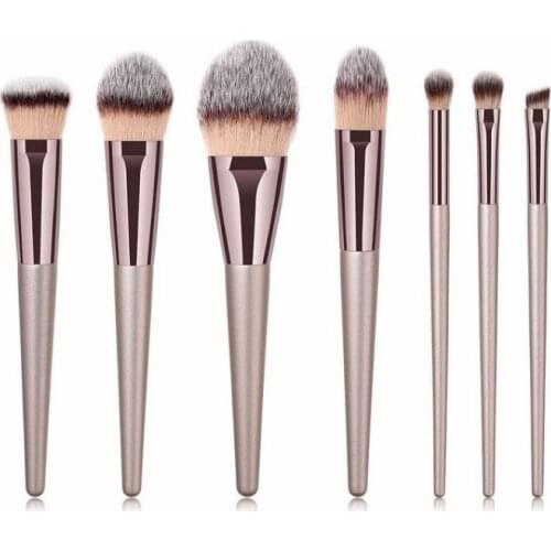 High quality synthetic hair cosmetic brushes kits 7PCS soft nylon hair powder makeup brush set in shadow