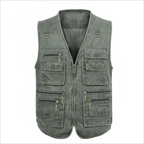 Mens Cotton Vest Waistcoat Sleeveless Jacket Male Casual Loose Baggy Denim Vest With Pocket Big Size 4XL 5XL 6XL 7XL