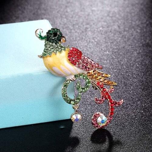 Zlxgirl fashion colorful Austrian crystal birds shape hijab accessory animal pin Brooch fashion women clothing enamel scarf pins