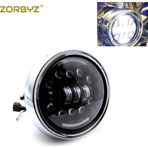 ZORBYZ 7" Motorcycle Accessories Angel Eye LED Front Headlight Head Lamp For Harley Honda Kawasaki Custom