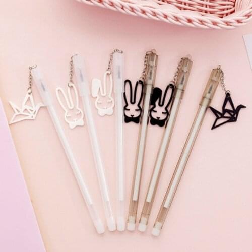 1pcs Pendant Gel Pens Cute Stationery 0.5mm Kawaii Pens Student Black Gel Pen Novelty Cartoon Cute Pen Kawaii School Supplies