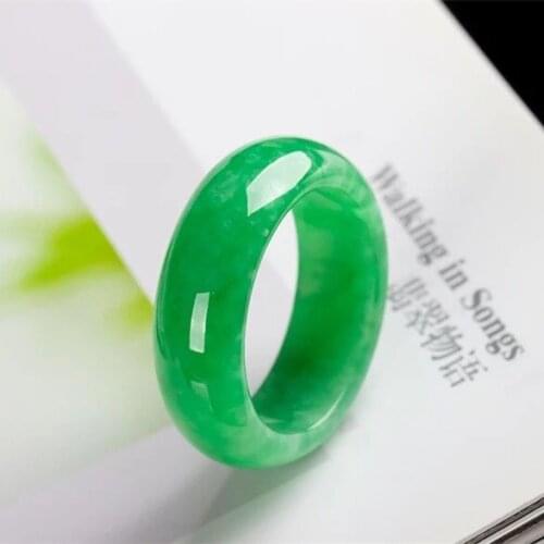 100% Natural Jadeite Ring Men Women Emerald Jades Stone Rings Fashion Jewelry Accessories Green Certified Jade Ring Male Gifts