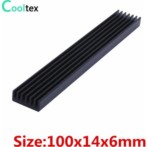 100pcs/lot) 100x14x6mm Aluminum heatsink radiator heat sink Black Anodized High Quality