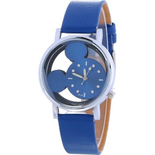 100pcs/lot 918041 fashion new silver case mouse watch hollow out dial wrap quartz casual watch for unisex wholesale wristwatch