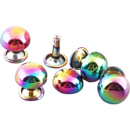 20 sets Rainbow Craft Double Cap Rivets Mushrooms Rivet Studs Leather Rivet Fastener Snaps Prong Studs Mushrooms Nails