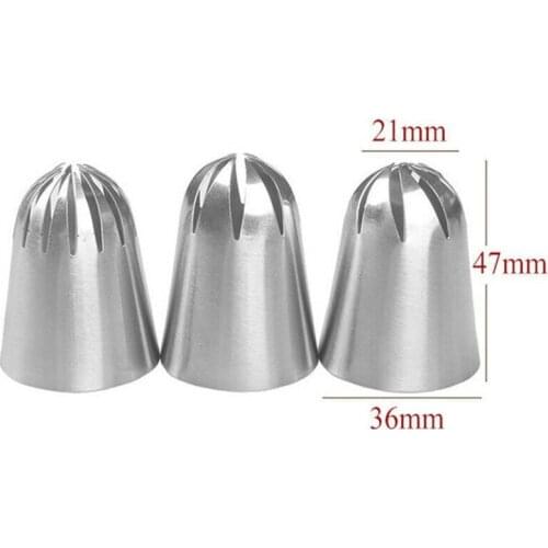 3Pcs Large Rose Cream Cake Russian Nozzles Leaves Stainless Steel Icing Piping Tips Set Coupler Cupcake Decorating Baking Tools