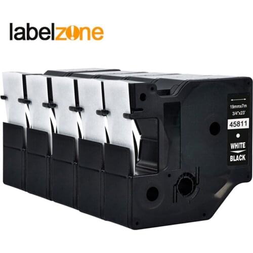 5Pcs 45811 White on black Compatible Dymo D1 19mm Label Printers 3/4'' W X 23' L (19mm*7m) for Dymo D1 Label Makers