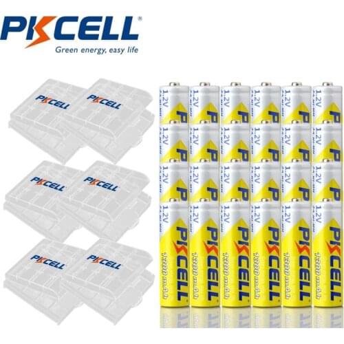 24PCS PKCELL AA 1300MAH 1.2v NI-MH Rechargeable Battery Pilas Recargable Real Capacity And 6Pcs AA/AAA Battery Box Holder