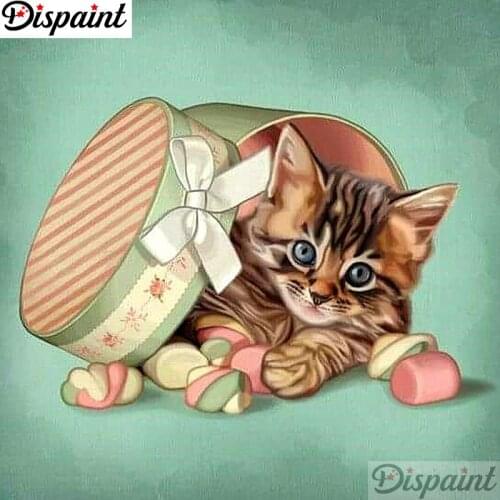 Dispaint Full Square/Round Drill 5D DIY Diamond Painting "Animal cat" Embroidery Cross Stitch 3D Home Decor A12381
