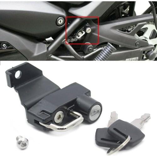 Motorcycle Helmet Lock 2 Keys Black Steel Plate For Kawasaki VN650 Vulcan S 2015 2016 2017 2018 2019 2020 2021