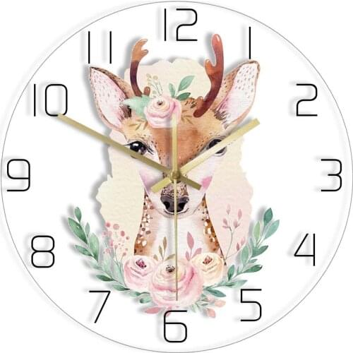 Baby Animal Giraffe Modern Design Wall Clock For Baby Room Décor Safari Nursery Painted Artwork Silent Non Ticking Wall Clock