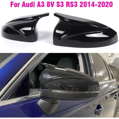 For Audi A3 S3 8V RS3 2013 2014 2015 2016 2017 2018 2019 RearView Mirror Case Cover Carbon fiber pattern or Black Cover
