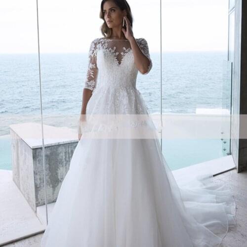 Elegant Chiffon Wedding Dresses 2021 Robe De Mariee For Elegant Lace Beach Bridal Gowns Sleeveless Illusion Button Back Princess