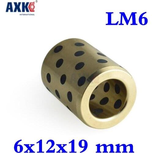Rodamientos 10pcs 6x12x19 Mm Linear Graphite Copper Set Bearing Bushing Oil Self-lubricating Jdb Free Shipping Lm6uu Lm6 6mm