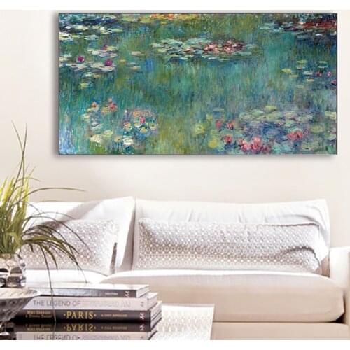 Water Lotus Canvas Paintings Claude Monet Impressionist Posters and Modern Prints Wall Art Pictures for Living Room Home Decor