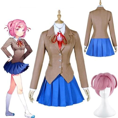 Game Doki Doki Literature Club Monika Cosplay Sayori Yuri Natsuki Cosplay Costume School Uniform Girl Women Costumes Free Ship