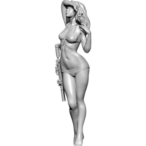 1/24 Resin Model Figure Kits Beauty X Detective Woman Soldier Resin Model Action Figure 55mm YUFAN YFWW35-201991