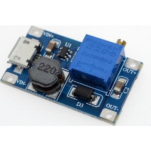 MT3608 DC-DC Adjustable Boost Module 2A Boost Plate 2A Step Up Module with MICRO USB 2V - 24V to 5V 9V 12V 28V LM2577