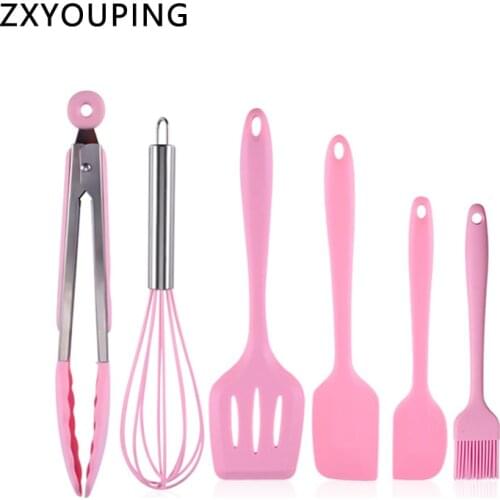 Premium Silicone Kitchen Utensils Set (5/6 Piece) - High Heat Resistant to 600°F Hygienic One Piece Design Spatulas Accessories