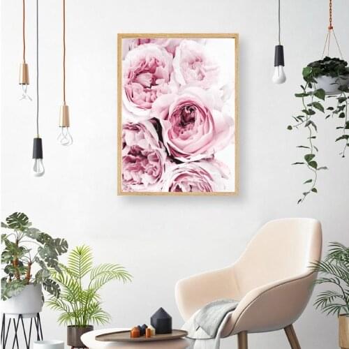 Bedroom Wall Decor Pink and Grey Floral Flower Canvas Painting Wall Art Canvas Posters Nordic Prints Decorative Picture Modern