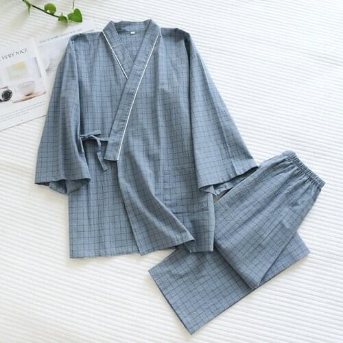 Summer New Couples Pajamas Set Pure Cotton Gauze Half Sleeve Trousers Lace Up Kimono Men/women Sleepwear Loose Comfy Home Wear
