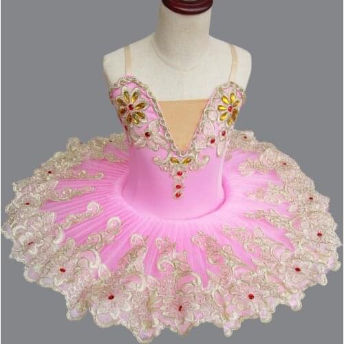 Professional Ballet Tutu Child Swan Lake Costume White and pink Ballet Dress for Children Pancake Tutu Girls Dancewear