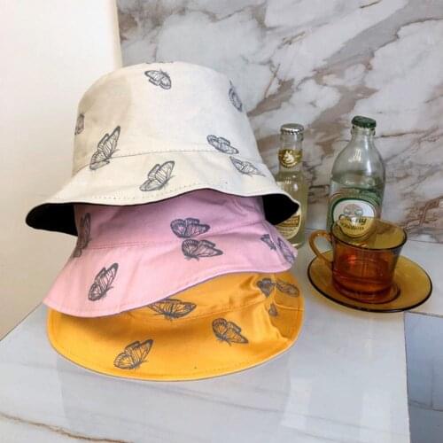 2021 Butterfly Pattern Luxury Bucket Hat Ladies Fashion Designer Basin Hat Cotton Blend Sun Hat Black Outdoor Travel Hat