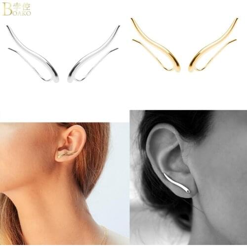 BOAKO Line Ear Hook 2020 Trend Earrings Silver 925 Jewelry Earrings Dangle Cartilage Piercing Fast Fashion Ear Cuff #19