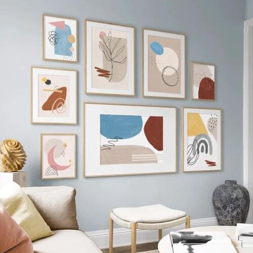 Nordic simple abstract geometric lines watercolor art poster oil painting Morandi living room decorative painting picture core