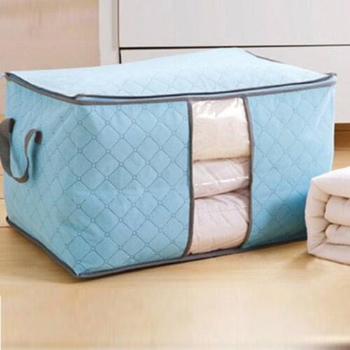 Folding Clothes Storage Bag Non-woven Fabric Large Storage Bag Box Organizer for Clothes Quilt Duvet Laundry Pillows 60*42*36cm