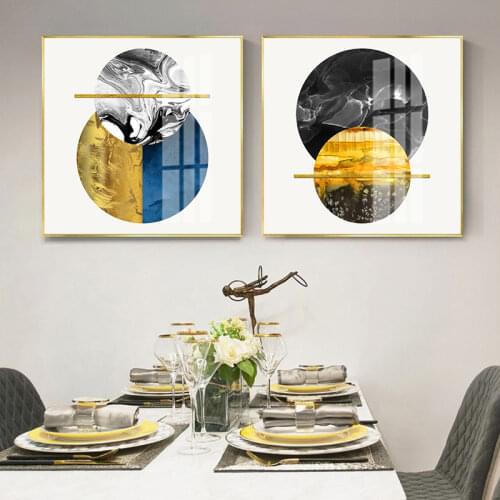 Modern minimalist geometric abstract poster living room home decoration light luxury square hotel creative design printing mural