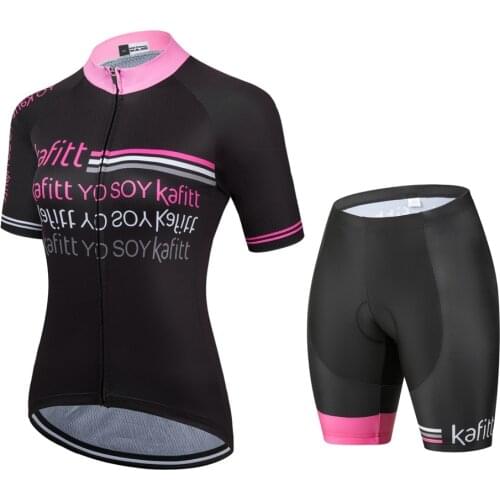 Short Sleeve Kafitt Cycling Shirt,Blouses Womens Cycling Clothing Black Pink Summer 2021 Bike Clothes Set Uniform Ms Jersey Gel