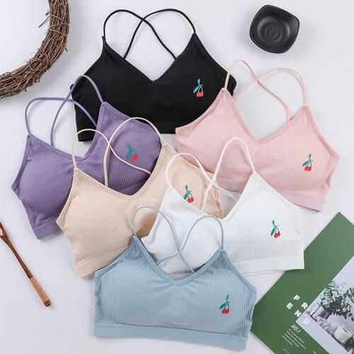 Cherry Triangle Womens Underwear Active Seamless Bra Padded Breathable Push Up Solid Color Bralette Corset Lace Sexy Lingerie