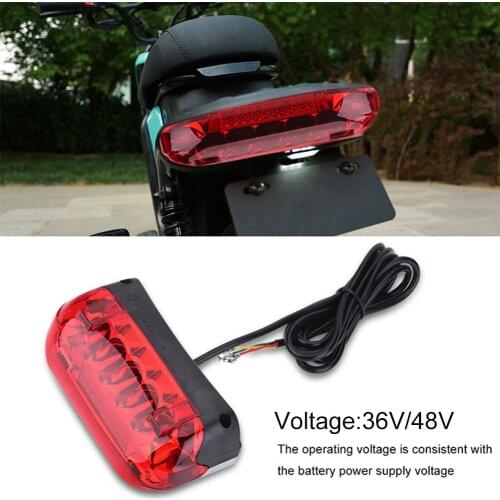 36V/48V Electric Bicycle Taillight Electric Bike Brake Indicator LED Rear Tail Light Warning Lamp Night Safety Cycling Accessory