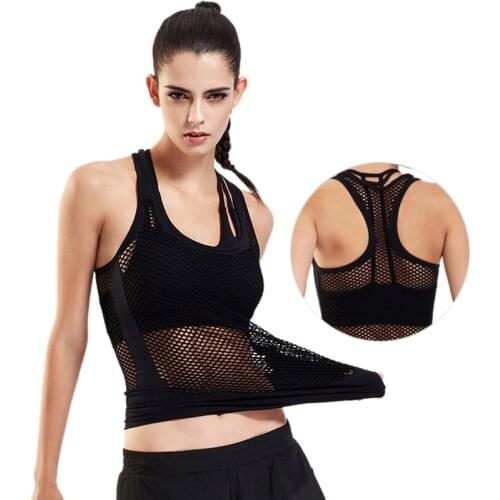 Taoyekma Women Yoga Shirts Tops Hollow Out Breathable Fitness Sport T Shirts Gym Running Vest Tank Tops Workout Female T-shirt