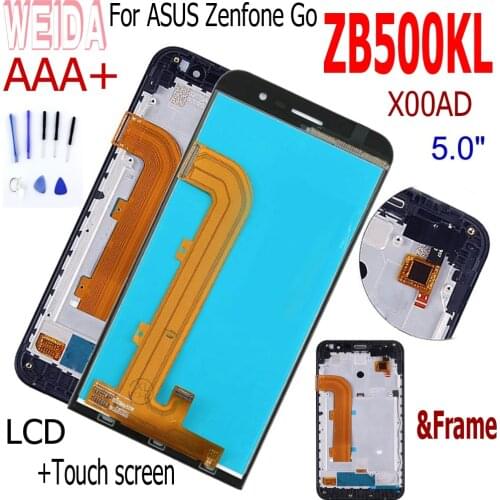 WEIDA 5.0" For ASUS Zenfone Go ZB500KL LCD X00AD LCD Display Screen Touch Screen Digitizer Sensor Glass Panel Assembly Frame