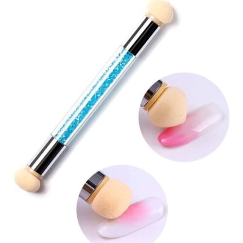1pcs Double-ended Gradient Shading Pen Nail Art UV Gel Color Sponge Heads Glitter Powder Dotting Gradient Nail Art Pen