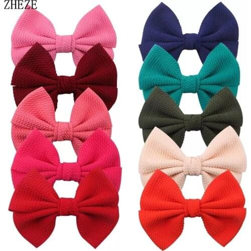 10Pcs/Lot 2021 NEW Trendy Bows Barrette 5'' Waffle Solid Color Fabric Hairclips For Women DIY Girls Hair Accessories Mujer