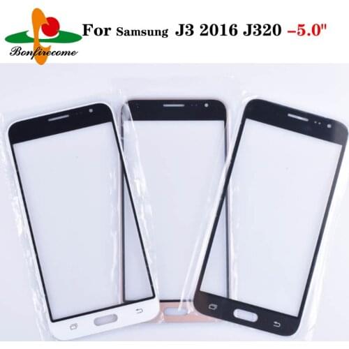 10Pcs\lot Front Panel For Samsung Galaxy J3 2016 J320 J320F J320A J320M Touch Screen Sensor LCD Front Glass Cover Replacement