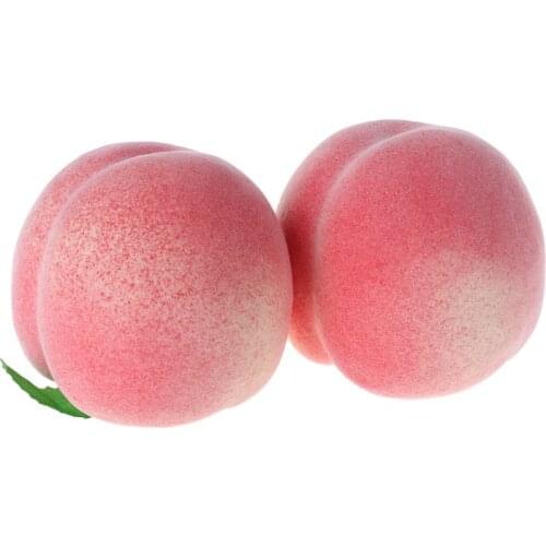 2Pcs Realistic Lifelike Artificial Plastic Peach Fake Fruit Display Decorative Food Craft Kitchen Home Decor