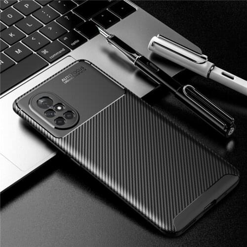 2021 For Huawei NOVA 5 5i 7 8 Pro Case Matte Carbon Fiber Soft Cover For Nova 6 7 8SE 5T Silicone Shockproof Phone Back Cases F