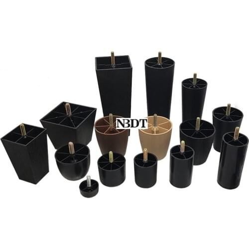 4Pcs/Lot Black Brown Plastic Square Round Taper Sofa Couch Chair Feet Leg Thread Bolt Leveling Feet
