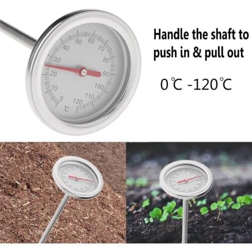 50cm Premium Stainless Steel Compost Soil Thermometer Garden Backyard 0℃-120℃ 77UD