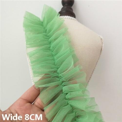 8CM Wide Colorful Pleated 3D Lace Collar Ruffle Trim Women Fluffy Skirts Garment Dress Hats Headwear DIY Appliques Sewing Decor