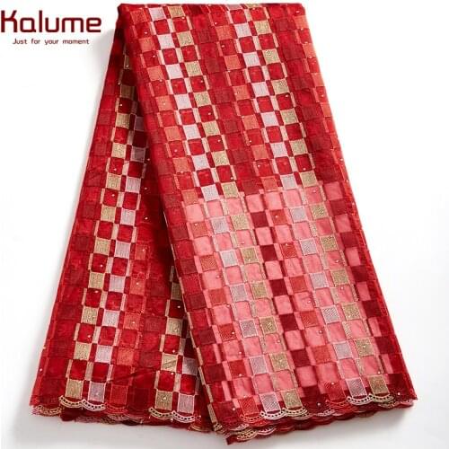 Kalume African Tulle Lace Fabric 5 Yards Brocade 2021 French Nigerian Net Fabric Stones Embroidery For Diy Sewing Wedding H2538