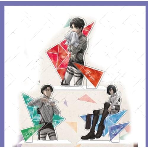 Anime Reiner Braun Eren Jaeger Levi Ackerman Cosplay Stand Model Double Plug Acrylic Figure Desktop Table Decor Attack on Titan
