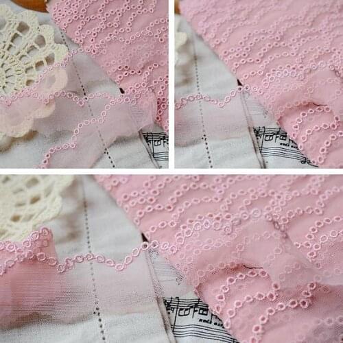 Free shipping 5 Meters 2.7cm Pink Embroidery Material Lace Ribbon Embroidery Lace Trim