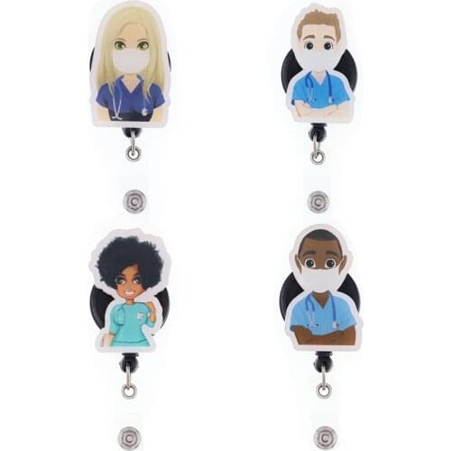 Free Shipping Acrylic Medical Doctor/Nursing Retractable Id Badge Holder Reel