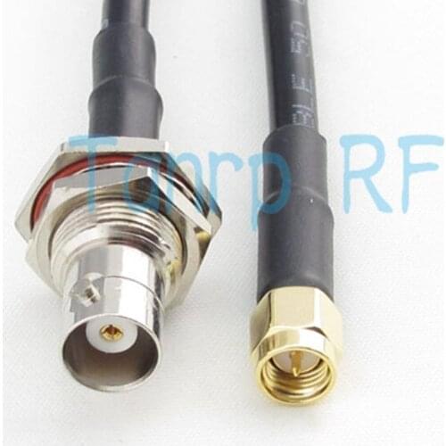 Free shipping! RF connector Pigtail coax jumper cable 50CM BNC female nut bulkhead to SMA male 20INCH RG58 extension cable